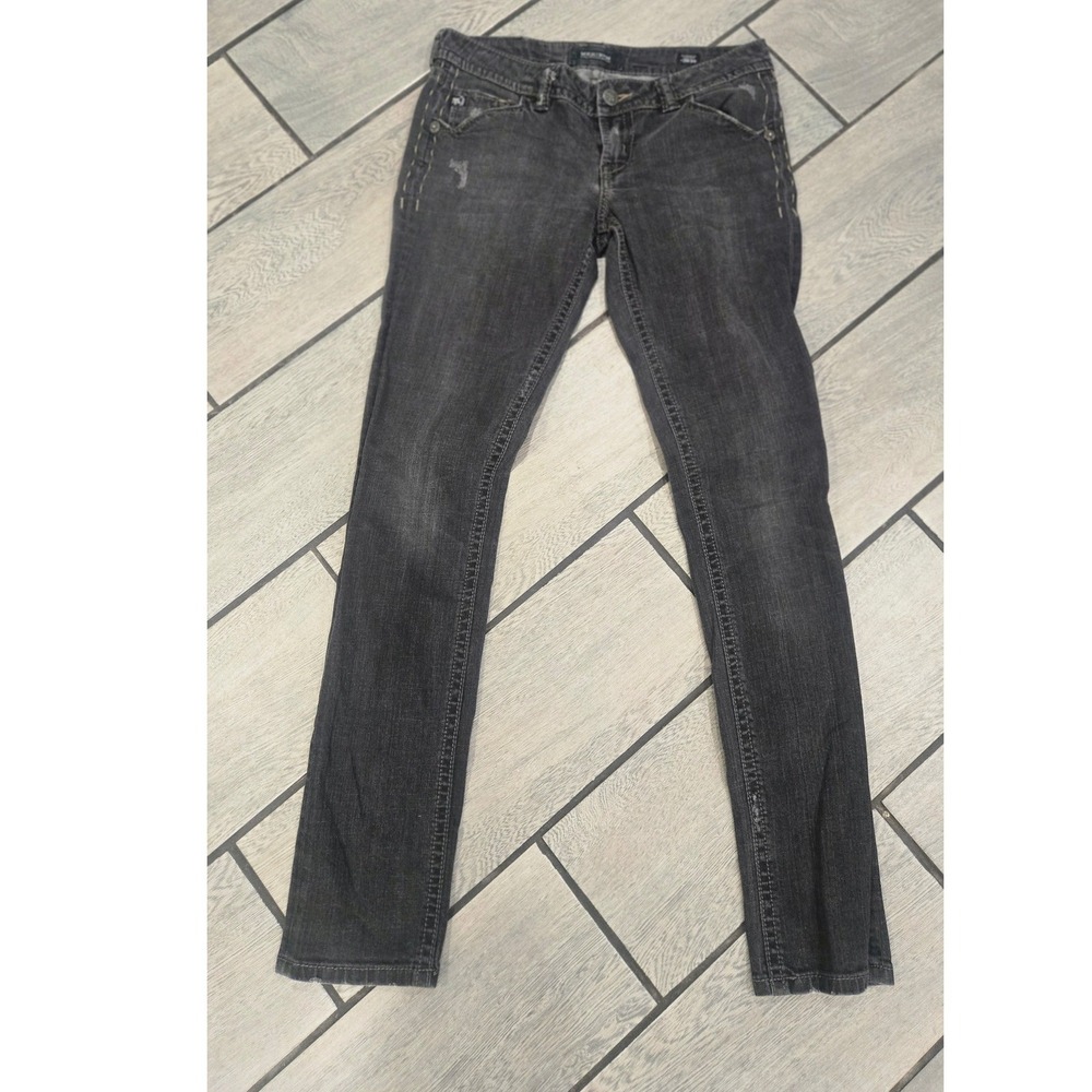 Mek Denim Oaxaca Cigarette Jeans Black Distressed Embroidered 29x34 Mens